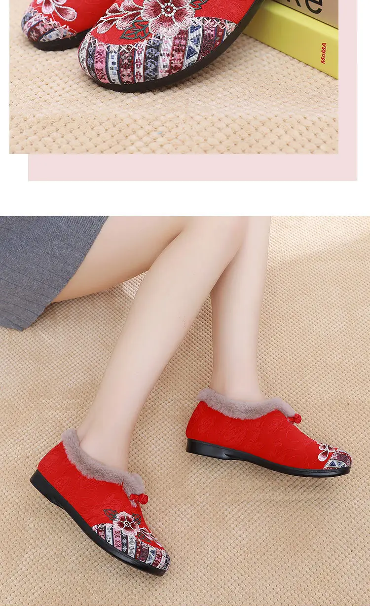 Winter Old Beijing Cloth Shoes for Women, Cotton Shoes with Plush Lining and Thickened for Middle-Aged and Elderly Mothers, Soft Sole, Non-Slip, Warm Women's Cotton Boots — feature 20