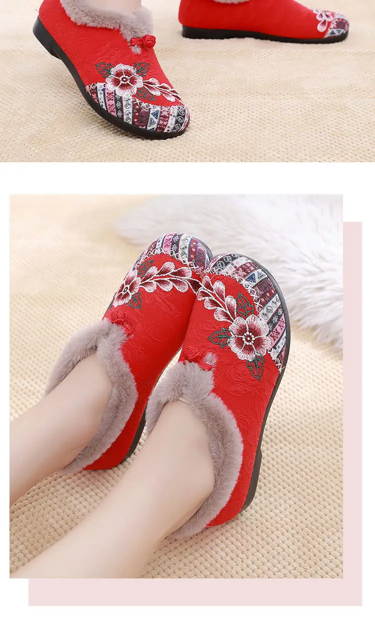 Winter Old Beijing Cloth Shoes for Women, Cotton Shoes with Plush Lining and Thickened for Middle-Aged and Elderly Mothers, Soft Sole, Non-Slip, Warm Women's Cotton Boots — feature 22
