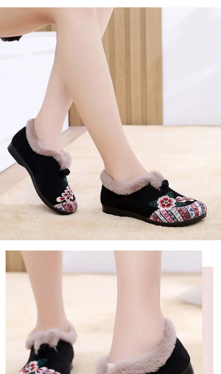 Winter Old Beijing Cloth Shoes for Women, Cotton Shoes with Plush Lining and Thickened for Middle-Aged and Elderly Mothers, Soft Sole, Non-Slip, Warm Women's Cotton Boots — feature 23