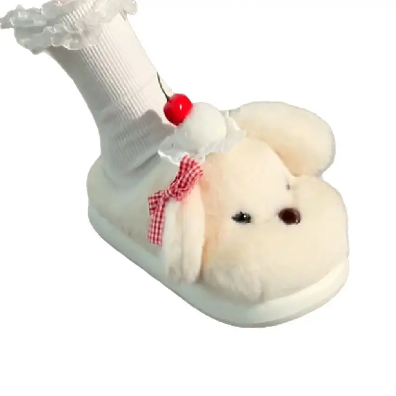 Women Cute Butter Bear Furry Slippers Winter Warm Anti-Slip
