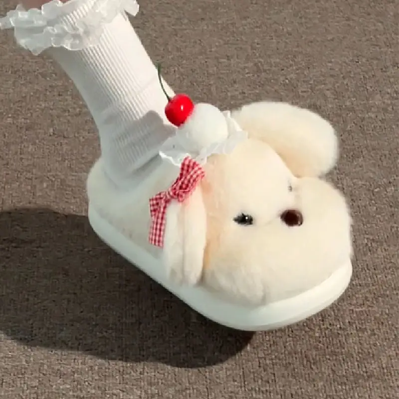 Women Cute Butter Bear Furry Slippers Winter Warm Anti-Slip — feature 18