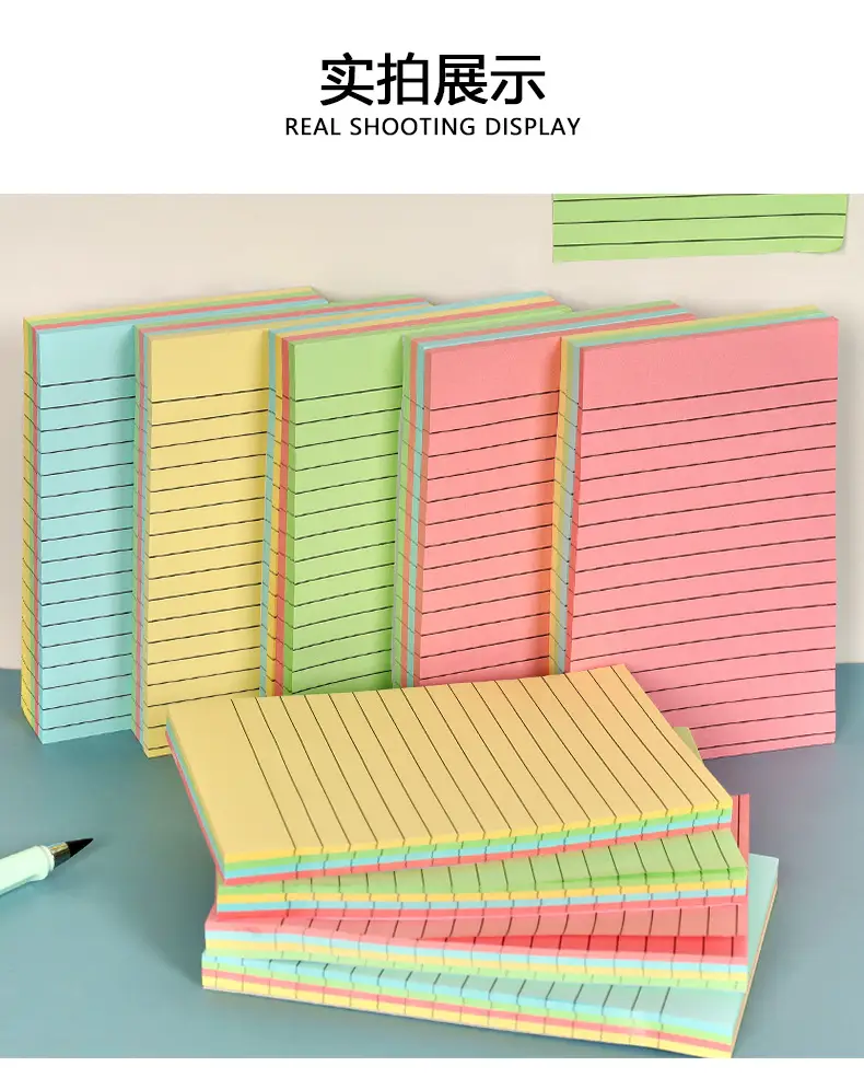Colorful Large Horizontal Line Sticky Notes Creative Simple Tearable Note Pad Strong Sticky Note Message N Times Wholesale — feature 10