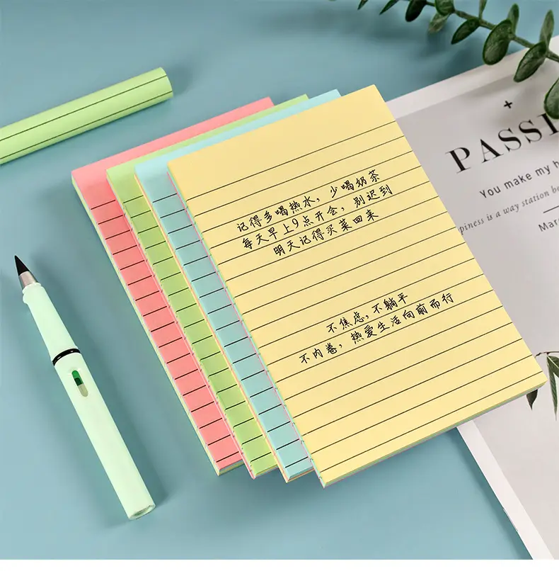 Colorful Large Horizontal Line Sticky Notes Creative Simple Tearable Note Pad Strong Sticky Note Message N Times Wholesale — feature 11