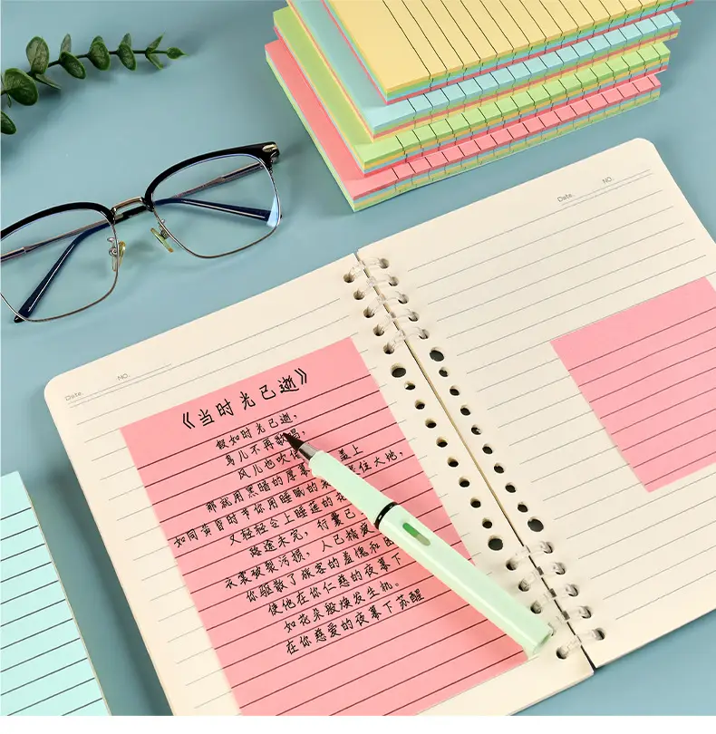 Colorful Large Horizontal Line Sticky Notes Creative Simple Tearable Note Pad Strong Sticky Note Message N Times Wholesale — feature 14