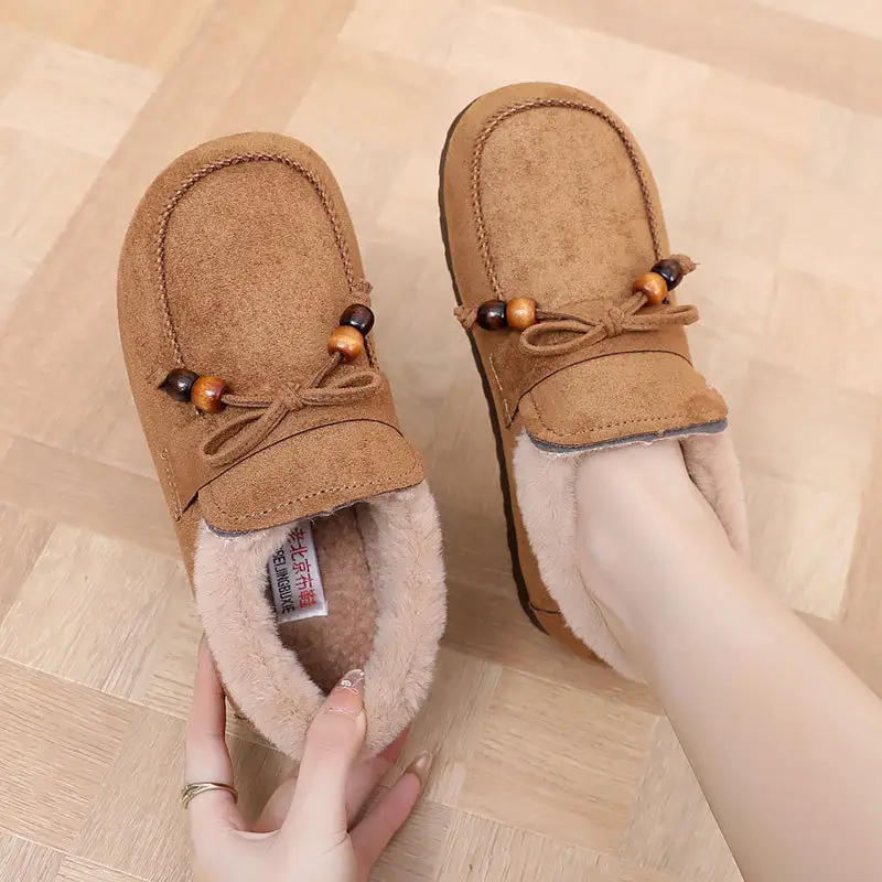 Plush Birkenstock Cotton Shoes for Women 2025 Autumn and Winter New Style Comfortable and Warm Lazy Slip-On Beanie Shoes Loafers Furry Shoes - Image 5