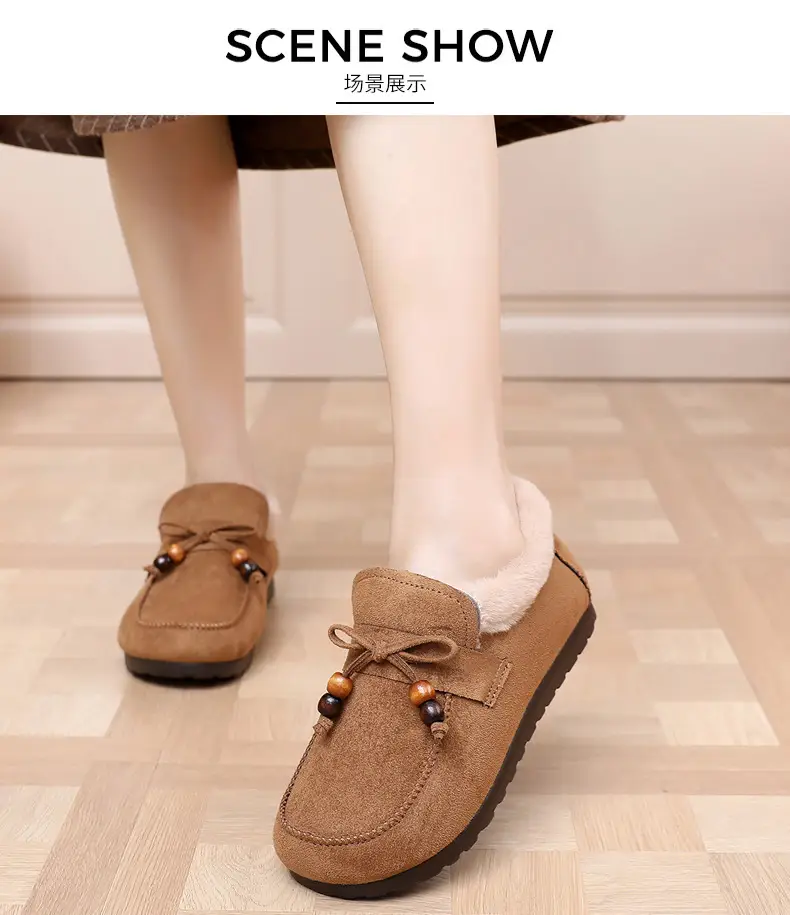 Plush Birkenstock Cotton Shoes for Women 2025 Autumn and Winter New Style Comfortable and Warm Lazy Slip-On Beanie Shoes Loafers Furry Shoes — feature 14