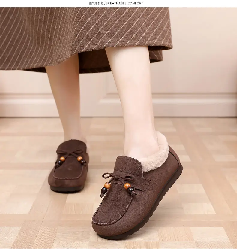 Plush Birkenstock Cotton Shoes for Women 2025 Autumn and Winter New Style Comfortable and Warm Lazy Slip-On Beanie Shoes Loafers Furry Shoes — feature 17