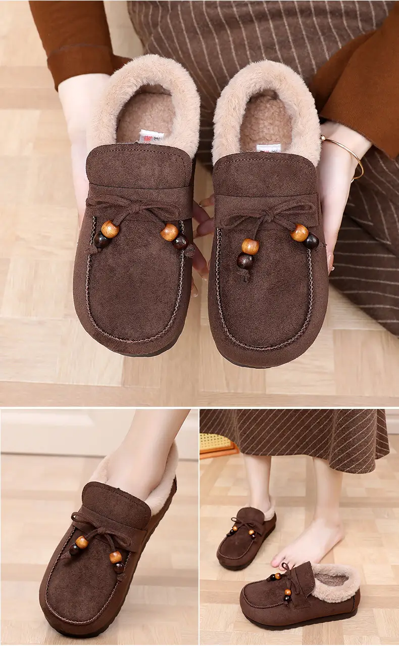 Plush Birkenstock Cotton Shoes for Women 2025 Autumn and Winter New Style Comfortable and Warm Lazy Slip-On Beanie Shoes Loafers Furry Shoes — feature 18