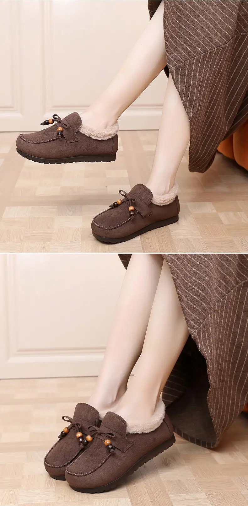 Plush Birkenstock Cotton Shoes for Women 2025 Autumn and Winter New Style Comfortable and Warm Lazy Slip-On Beanie Shoes Loafers Furry Shoes — feature 19