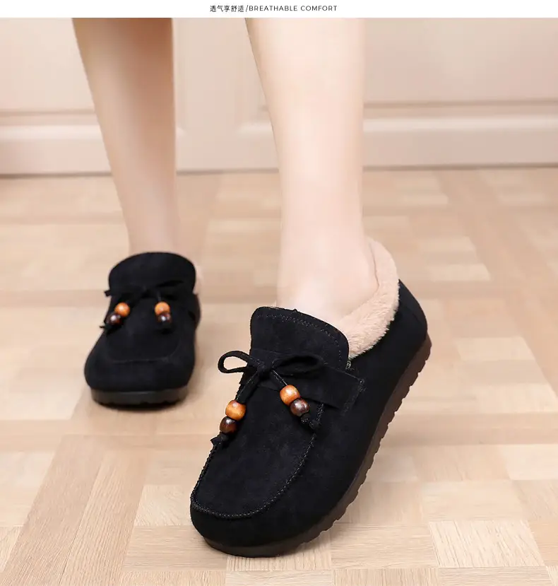 Plush Birkenstock Cotton Shoes for Women 2025 Autumn and Winter New Style Comfortable and Warm Lazy Slip-On Beanie Shoes Loafers Furry Shoes — feature 21