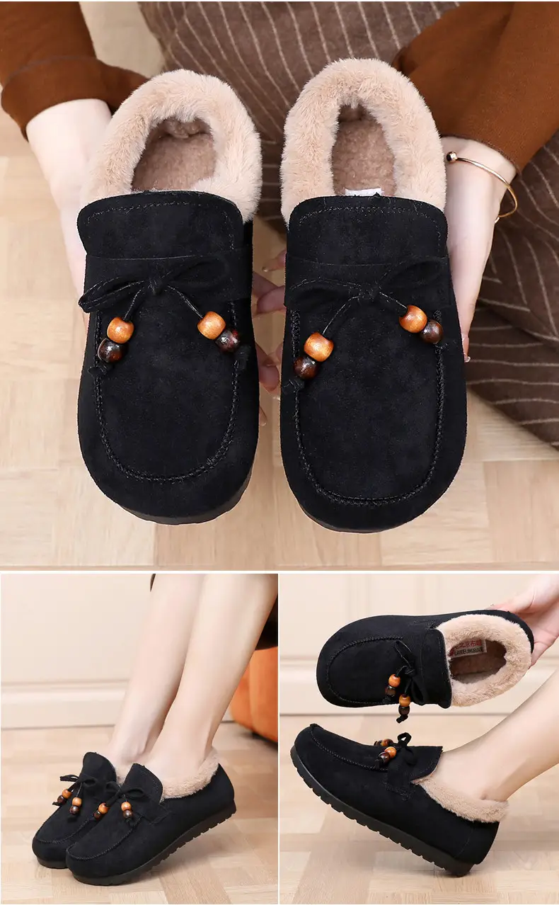 Plush Birkenstock Cotton Shoes for Women 2025 Autumn and Winter New Style Comfortable and Warm Lazy Slip-On Beanie Shoes Loafers Furry Shoes — feature 22