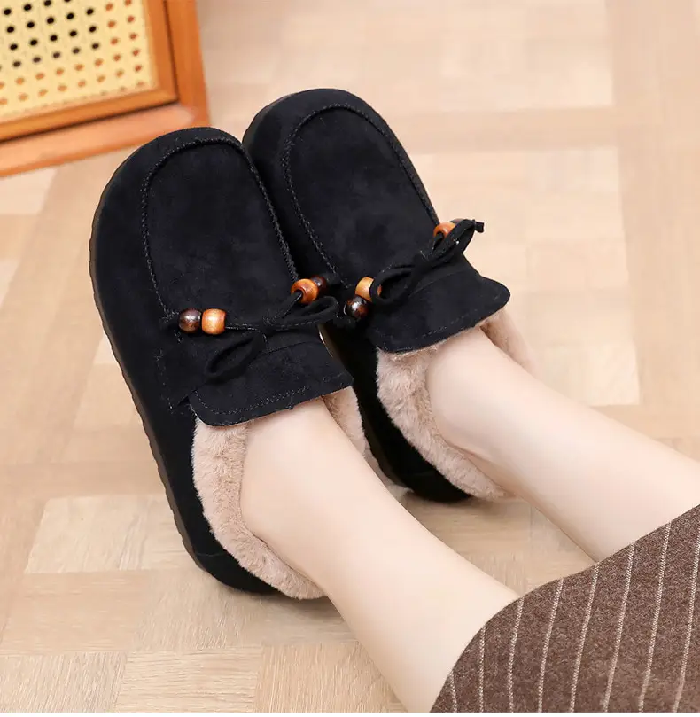 Plush Birkenstock Cotton Shoes for Women 2025 Autumn and Winter New Style Comfortable and Warm Lazy Slip-On Beanie Shoes Loafers Furry Shoes — feature 24