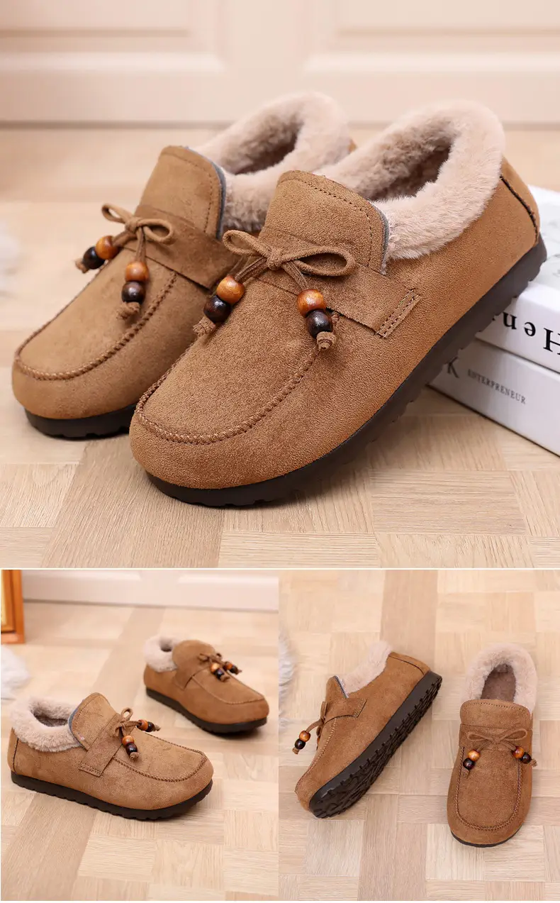 Plush Birkenstock Cotton Shoes for Women 2025 Autumn and Winter New Style Comfortable and Warm Lazy Slip-On Beanie Shoes Loafers Furry Shoes — feature 26