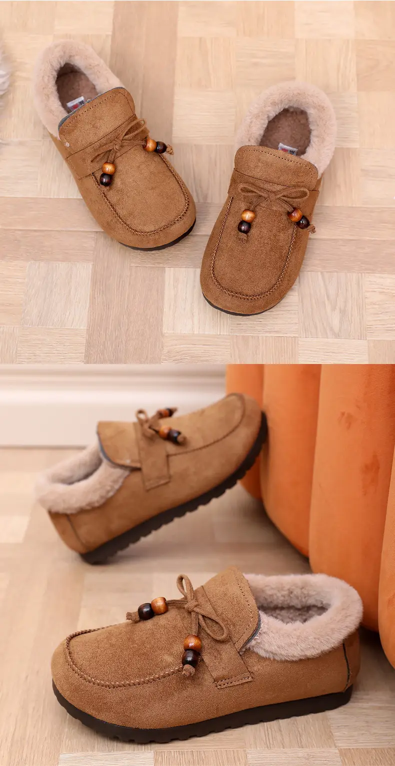 Plush Birkenstock Cotton Shoes for Women 2025 Autumn and Winter New Style Comfortable and Warm Lazy Slip-On Beanie Shoes Loafers Furry Shoes — feature 27
