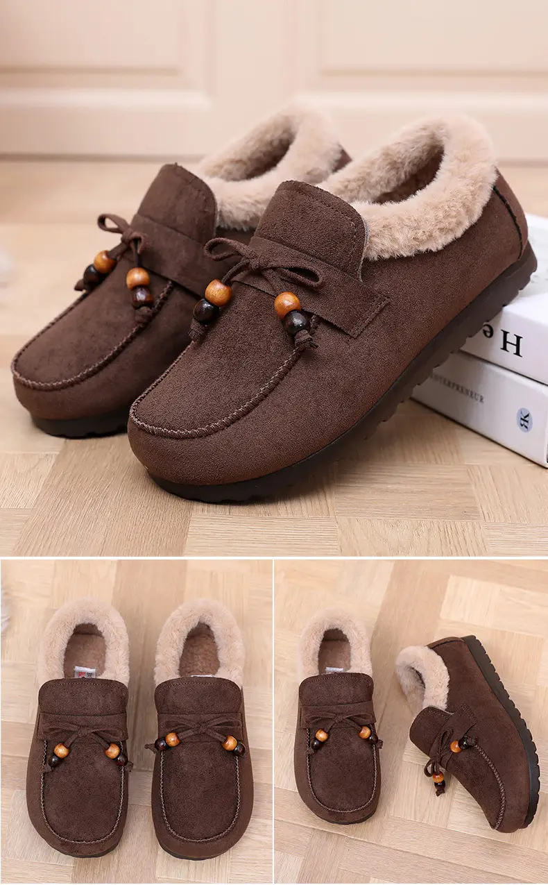 Plush Birkenstock Cotton Shoes for Women 2025 Autumn and Winter New Style Comfortable and Warm Lazy Slip-On Beanie Shoes Loafers Furry Shoes — feature 30