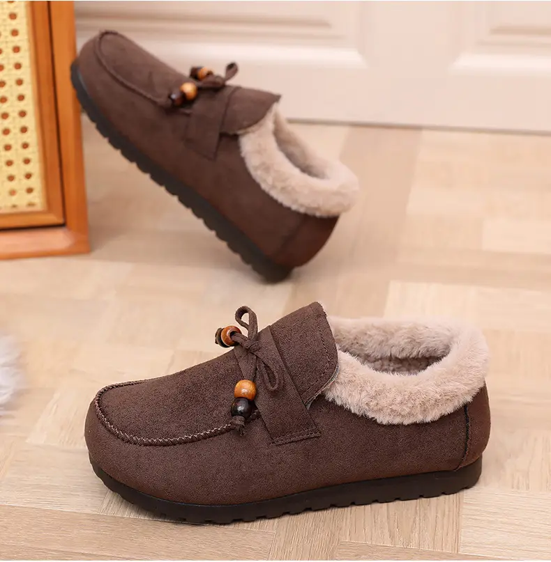 Plush Birkenstock Cotton Shoes for Women 2025 Autumn and Winter New Style Comfortable and Warm Lazy Slip-On Beanie Shoes Loafers Furry Shoes — feature 31