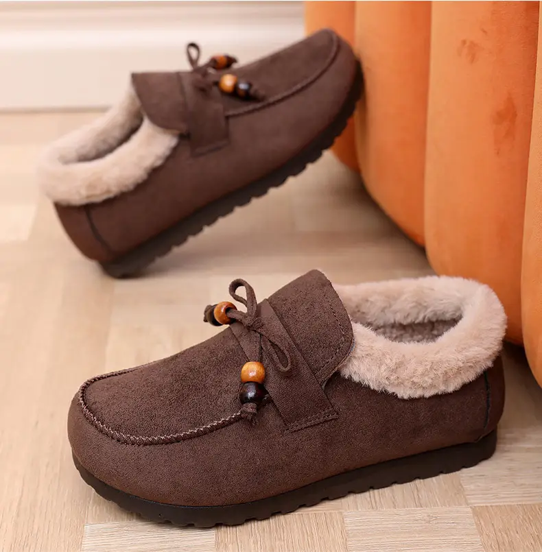 Plush Birkenstock Cotton Shoes for Women 2025 Autumn and Winter New Style Comfortable and Warm Lazy Slip-On Beanie Shoes Loafers Furry Shoes — feature 32