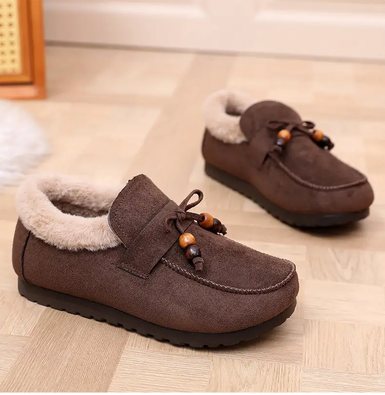 Plush Birkenstock Cotton Shoes for Women 2025 Autumn and Winter New Style Comfortable and Warm Lazy Slip-On Beanie Shoes Loafers Furry Shoes — feature 33