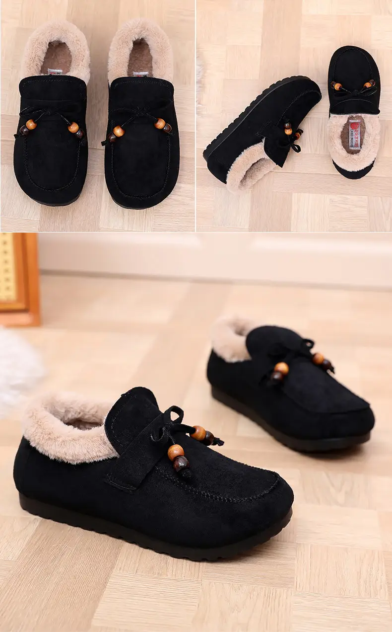 Plush Birkenstock Cotton Shoes for Women 2025 Autumn and Winter New Style Comfortable and Warm Lazy Slip-On Beanie Shoes Loafers Furry Shoes — feature 35