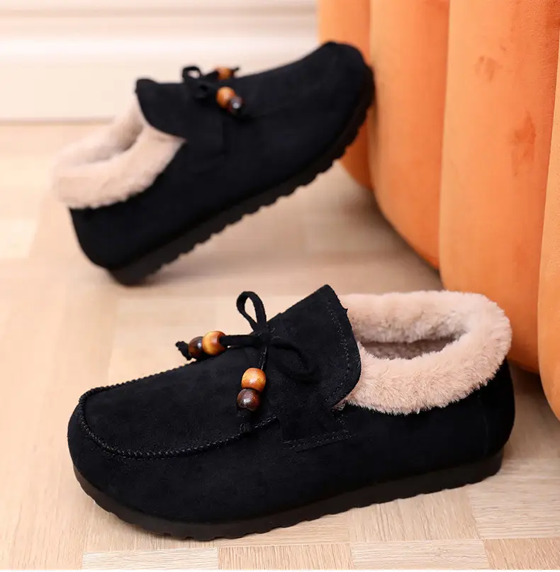 Plush Birkenstock Cotton Shoes for Women 2025 Autumn and Winter New Style Comfortable and Warm Lazy Slip-On Beanie Shoes Loafers Furry Shoes — feature 36