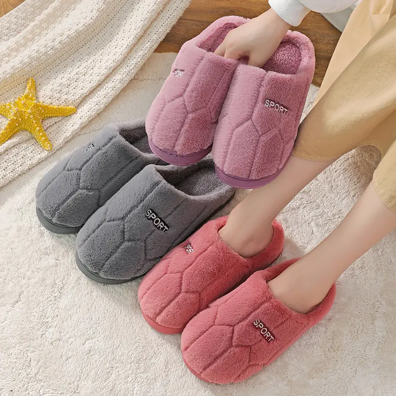 Women Grey Winter Cotton Slippers Warm Indoor - Image 6