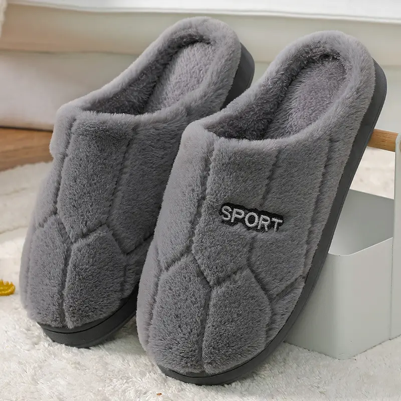 Women Grey Winter Cotton Slippers Warm Indoor - Image 3
