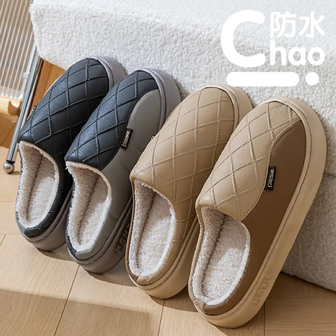 Waterproof Cotton Slippers for Women Winter 2025 New Outer Wear Indoor Home Non-Slip Thick Sole Couple Cotton Slippers Men Winter - Image 9