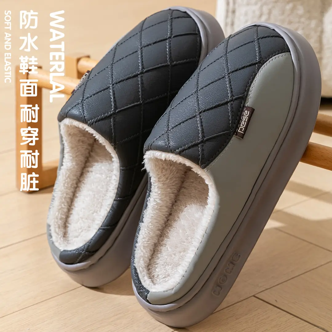 Waterproof Cotton Slippers for Women Winter 2025 New Outer Wear Indoor Home Non-Slip Thick Sole Couple Cotton Slippers Men Winter - Image 2