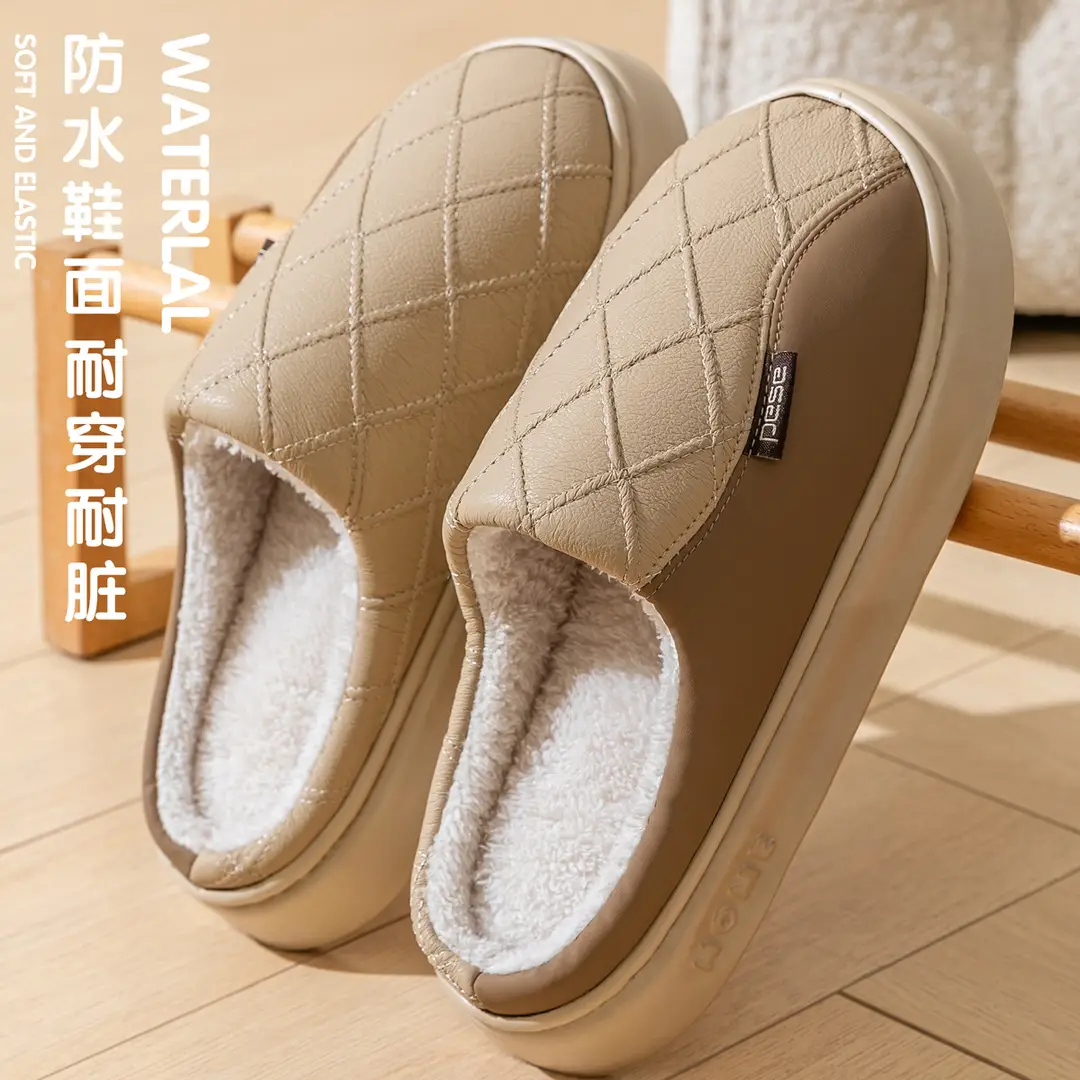 Waterproof Cotton Slippers for Women Winter 2025 New Outer Wear Indoor Home Non-Slip Thick Sole Couple Cotton Slippers Men Winter - Image 3