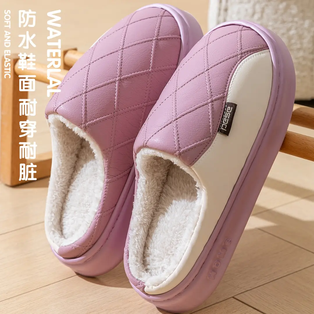 Waterproof Cotton Slippers for Women Winter 2025 New Outer Wear Indoor Home Non-Slip Thick Sole Couple Cotton Slippers Men Winter - Image 4