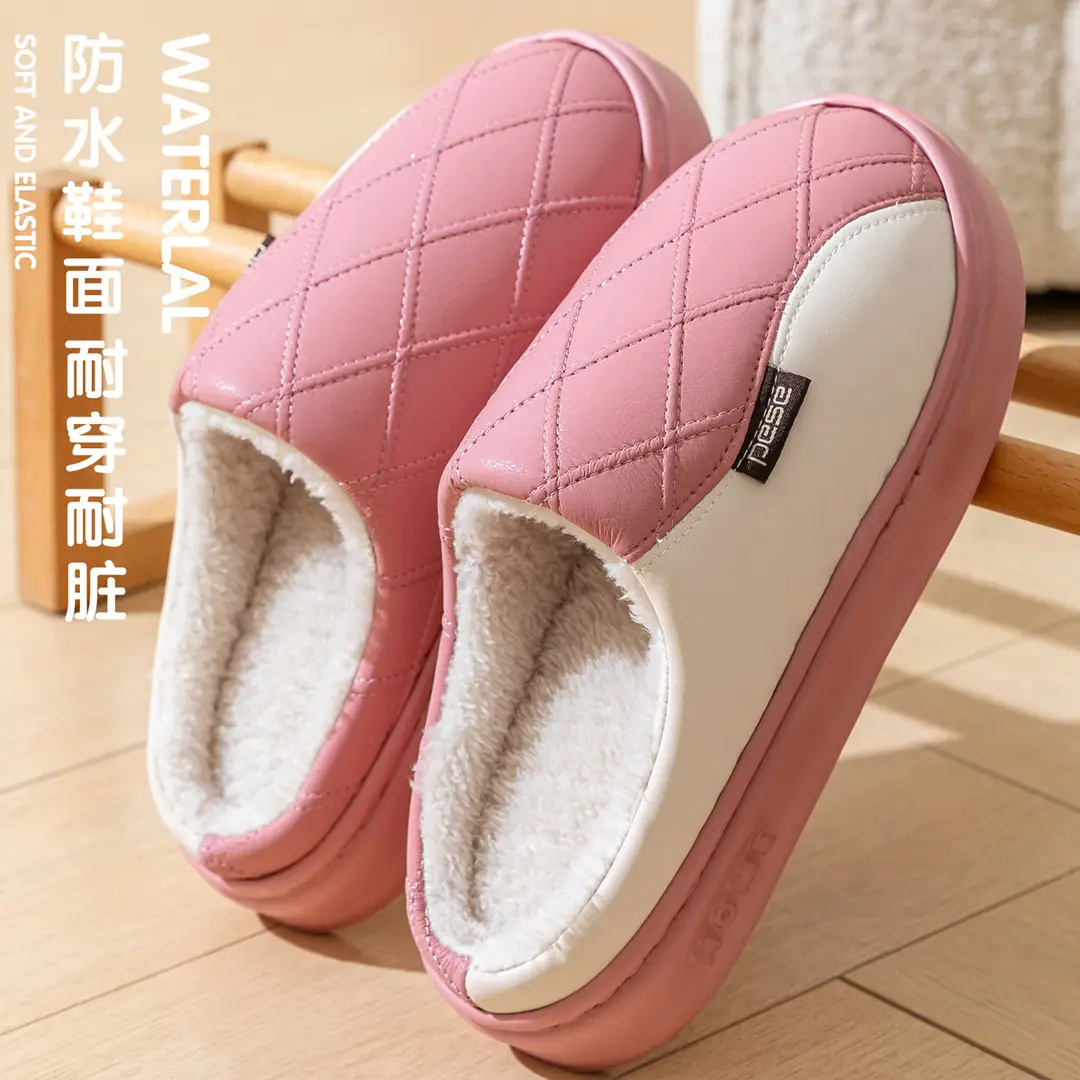 Waterproof Cotton Slippers for Women Winter 2025 New Outer Wear Indoor Home Non-Slip Thick Sole Couple Cotton Slippers Men Winter - Image 5