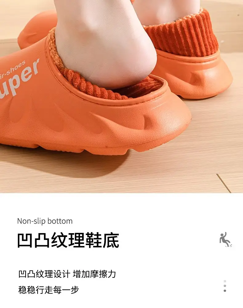 Waterproof Cotton Slippers for Women Winter 2024 New Indoor Home Warm Fleece-Lined Confinement Cotton Shoes for Men to Wear Outside in Winter — feature 10