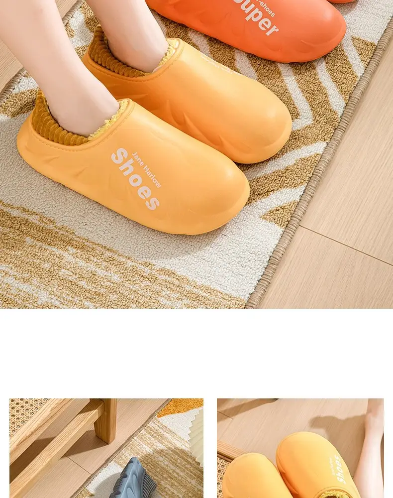 Waterproof Cotton Slippers for Women Winter 2024 New Indoor Home Warm Fleece-Lined Confinement Cotton Shoes for Men to Wear Outside in Winter — feature 17