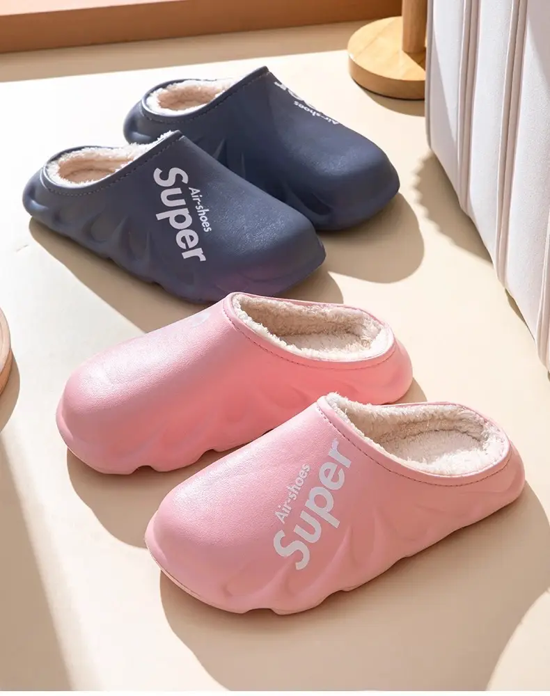 Waterproof Cotton Slippers for Women Winter 2024 New Indoor Home Warm Fleece-Lined Confinement Cotton Shoes for Men to Wear Outside in Winter — feature 35