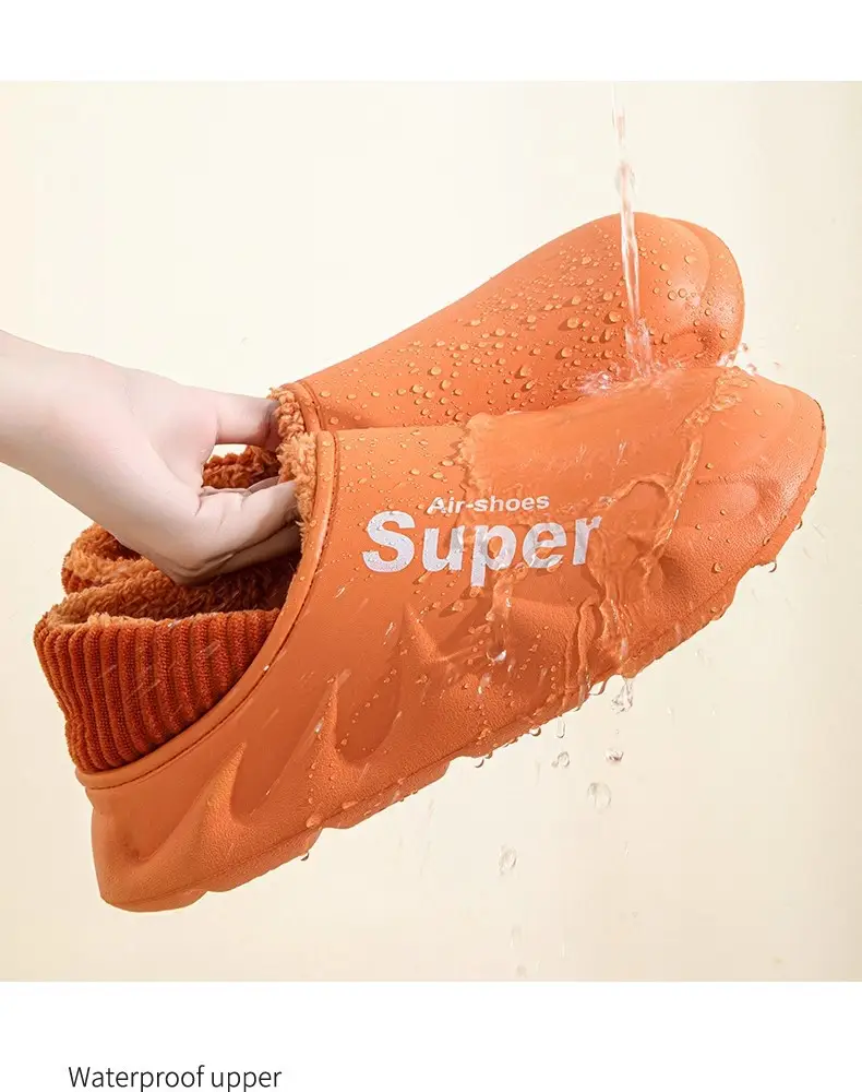 Waterproof Cotton Slippers for Women Winter 2024 New Indoor Home Warm Fleece-Lined Confinement Cotton Shoes for Men to Wear Outside in Winter — feature 6