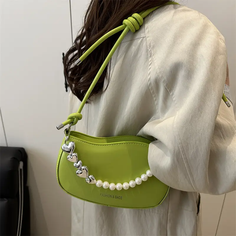 Pearl Chain Crossbody Bag Tan Leather Autumn 2025 - Image 8