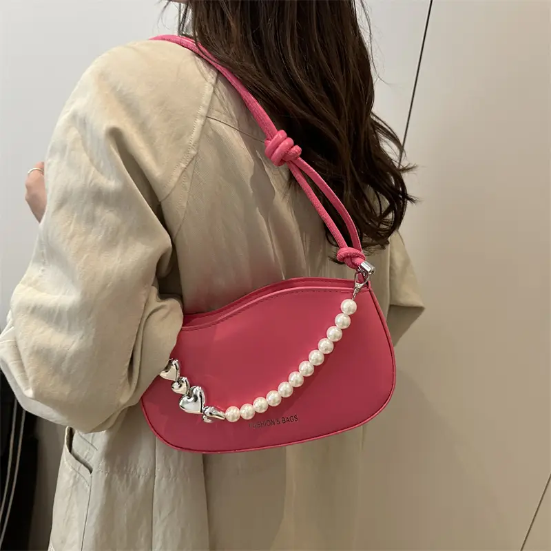 Pearl Chain Crossbody Bag Tan Leather Autumn 2025 - Image 9
