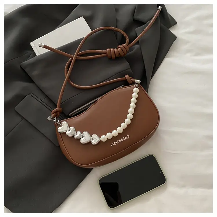 Pearl Chain Crossbody Bag Tan Leather Autumn 2025 — feature 10