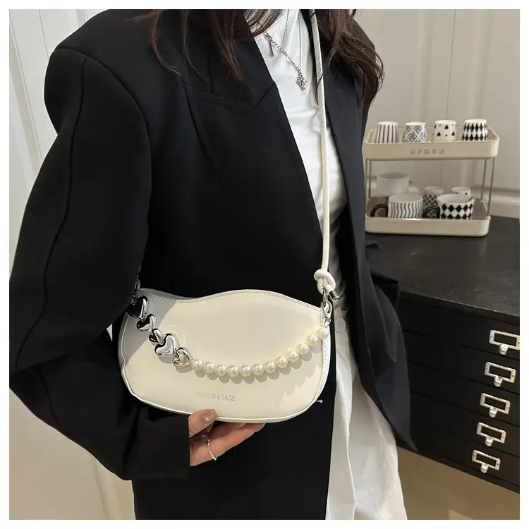 Pearl Chain Crossbody Bag Tan Leather Autumn 2025 — feature 14