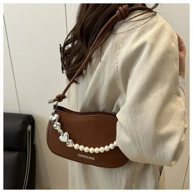 Pearl Chain Crossbody Bag Tan Leather Autumn 2025 — feature 19