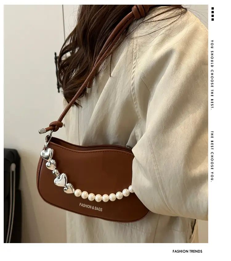 Pearl Chain Crossbody Bag Tan Leather Autumn 2025 — feature 2