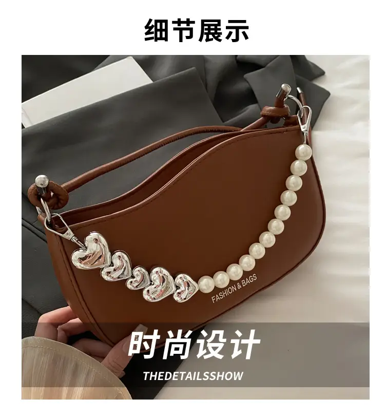 Pearl Chain Crossbody Bag Tan Leather Autumn 2025 — feature 4