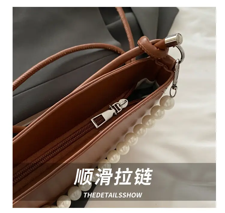 Pearl Chain Crossbody Bag Tan Leather Autumn 2025 — feature 5