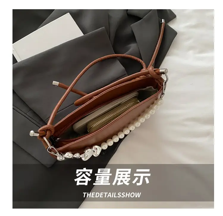 Pearl Chain Crossbody Bag Tan Leather Autumn 2025 — feature 7