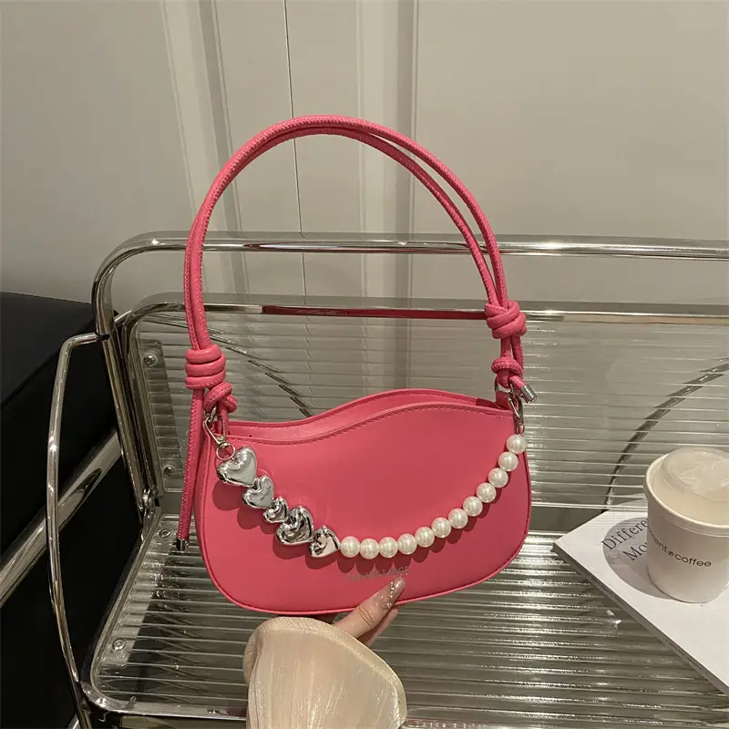 Pearl Chain Crossbody Bag Tan Leather Autumn 2025 - Image 6