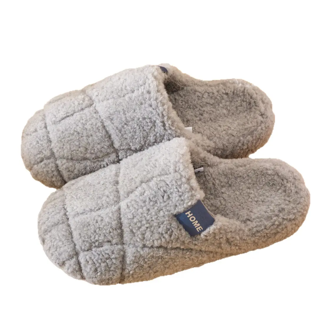 Plush Cotton Slippers with Beef Tendon Sole for Women, Autumn and Winter Indoor Home Thick-Soled Non-Slip Warm Fashionable High-End Cotton Slippers for Men - Image 13