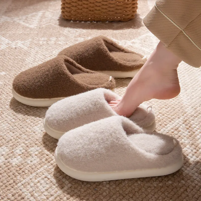 New Cotton Slippers for Women in Autumn and Winter, Home Warm Anti-Slip Thick-Soled Plush Home Slippers, Fleece-Lined Cotton Shoes for Men - Image 5