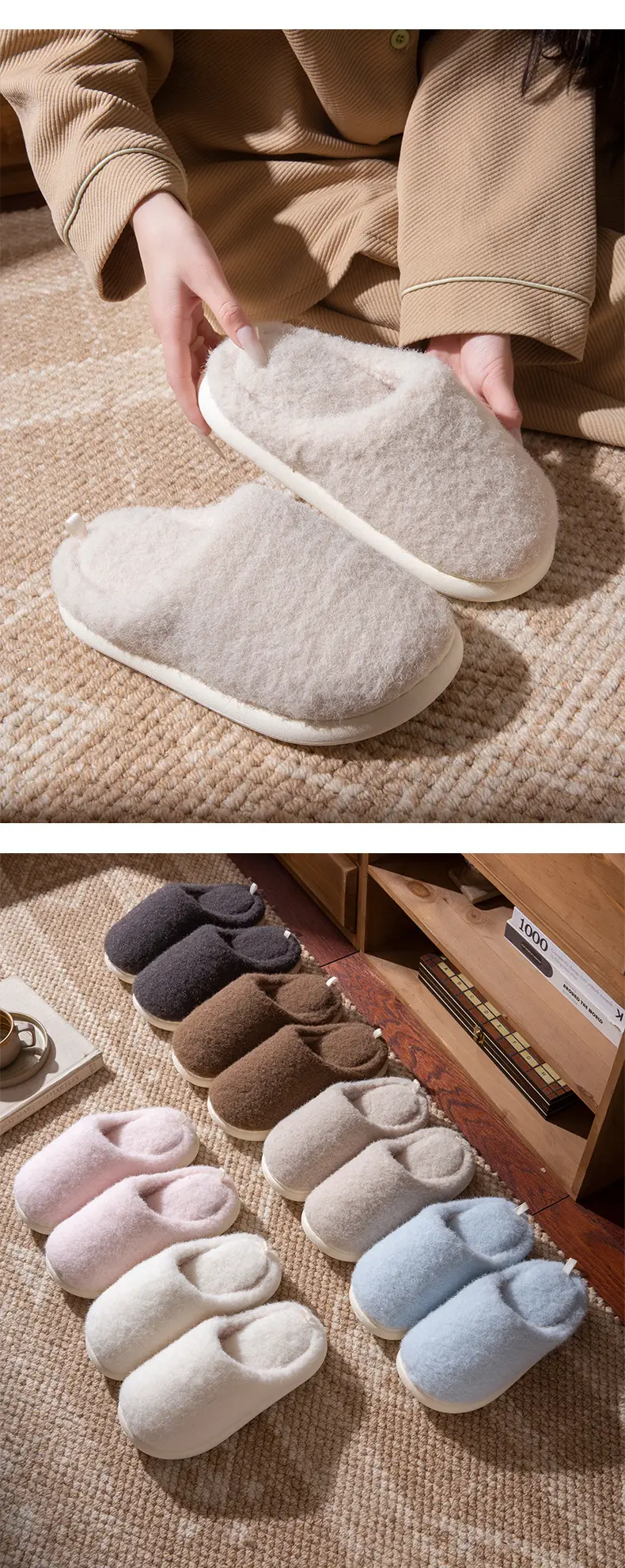 New Cotton Slippers for Women in Autumn and Winter, Home Warm Anti-Slip Thick-Soled Plush Home Slippers, Fleece-Lined Cotton Shoes for Men — feature 10
