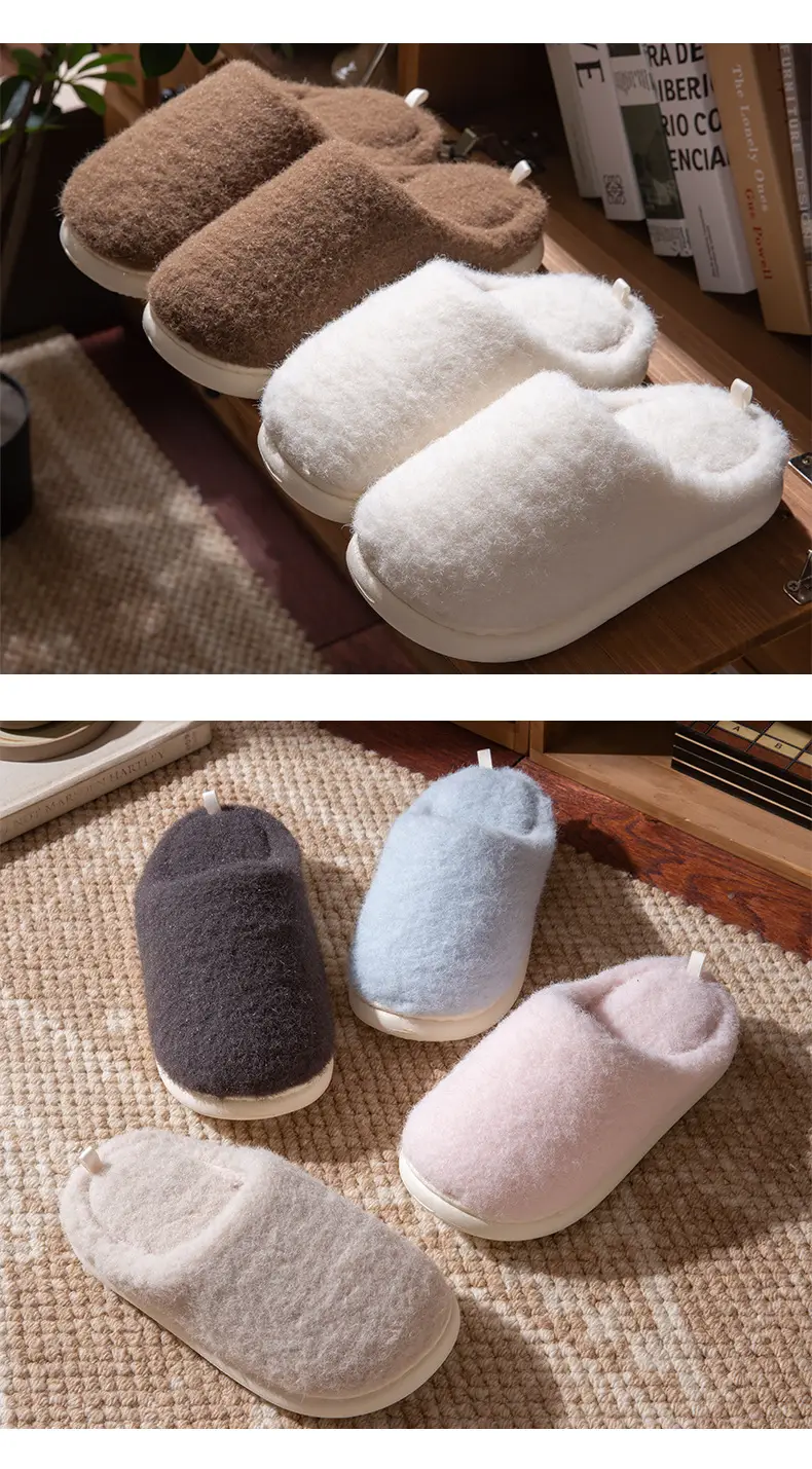 New Cotton Slippers for Women in Autumn and Winter, Home Warm Anti-Slip Thick-Soled Plush Home Slippers, Fleece-Lined Cotton Shoes for Men — feature 8