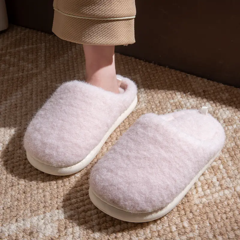 New Cotton Slippers for Women in Autumn and Winter, Home Warm Anti-Slip Thick-Soled Plush Home Slippers, Fleece-Lined Cotton Shoes for Men